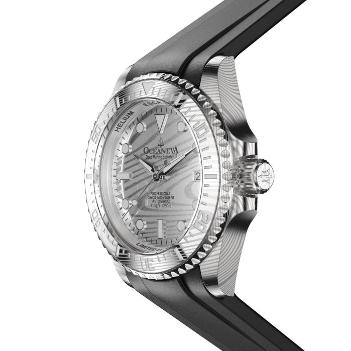 Oceaneva Deep Marine Explorer II Damascus Gray Limited Edition angled shot picture