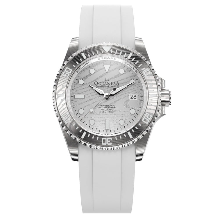 Oceaneva Deep Marine Explorer II Damascus Silver White Limited Edition