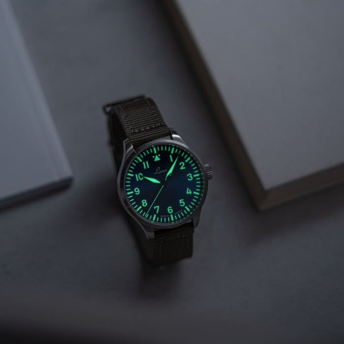 Laco Augsburg Blaue Stunde Nylon 39mm Automatic Blue angled shot picture