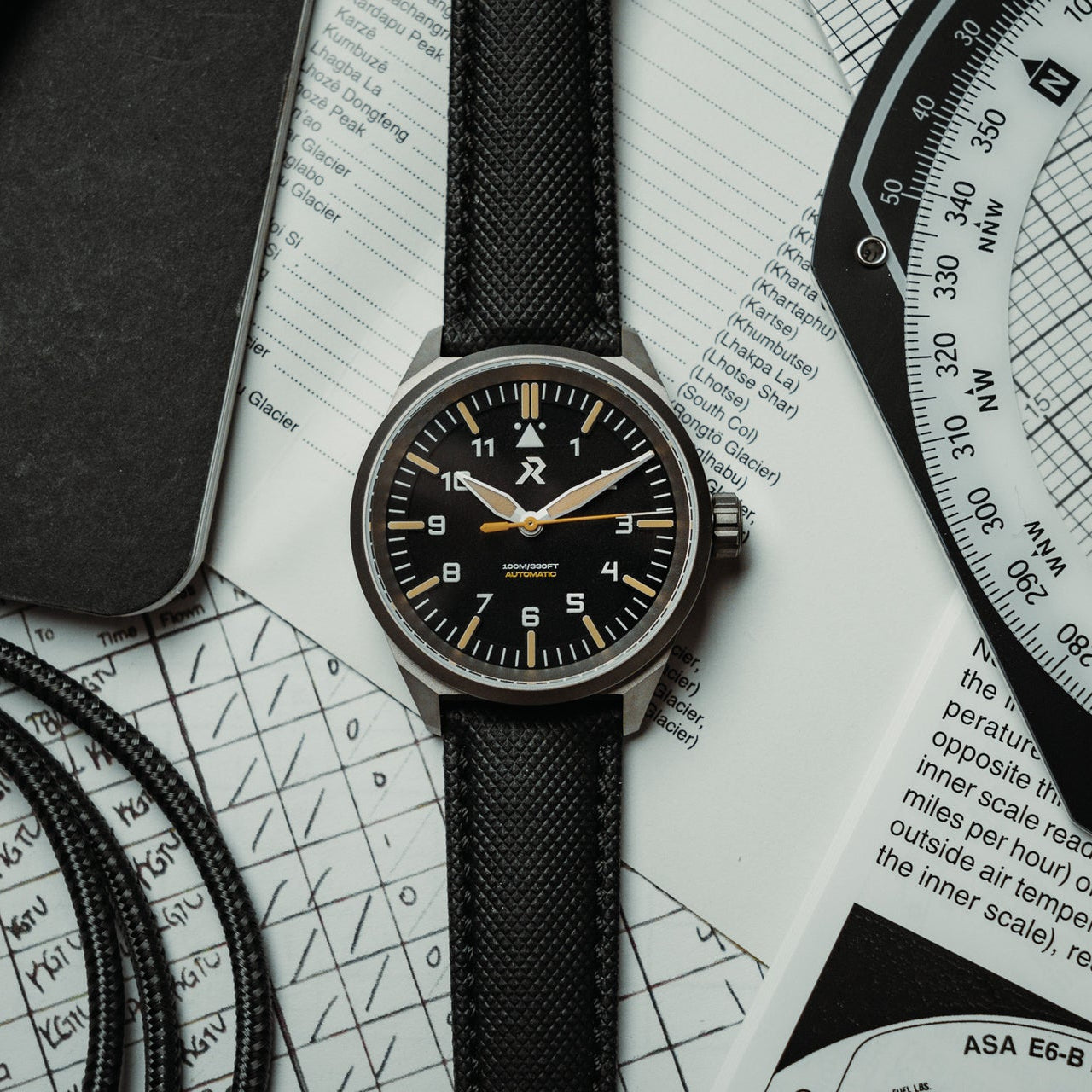Another official or contemporary view of RZE Resolute Type A brings WWII pilot-watch legibility into titanium