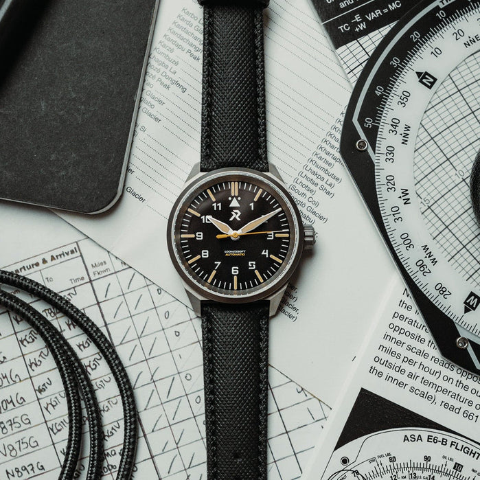 RZE Resolute Automatic Titanium Type A Carbon Black angled shot picture