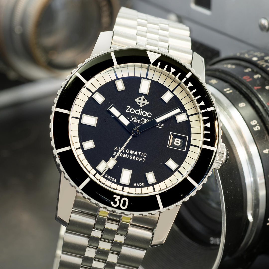 Zodiac ZO9286 Super Sea Wolf Automatic Black SS | Watches.com