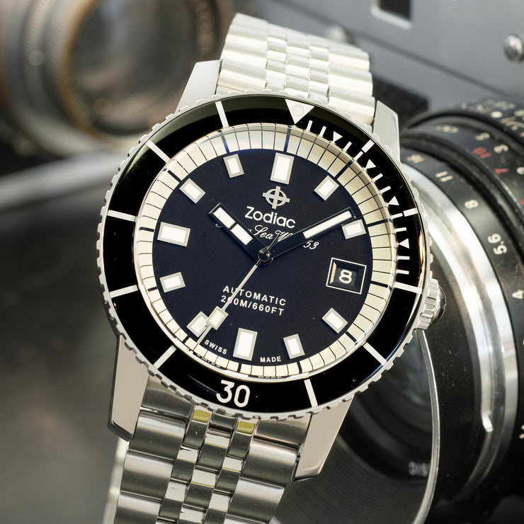 Zodiac ZO9286 Super Sea Wolf Automatic Black SS | Watches.com