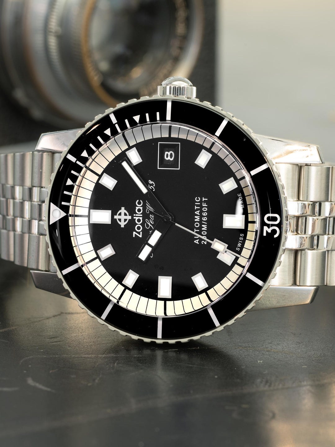 Zodiac ZO9286 Super Sea Wolf Automatic Black SS | Watches.com