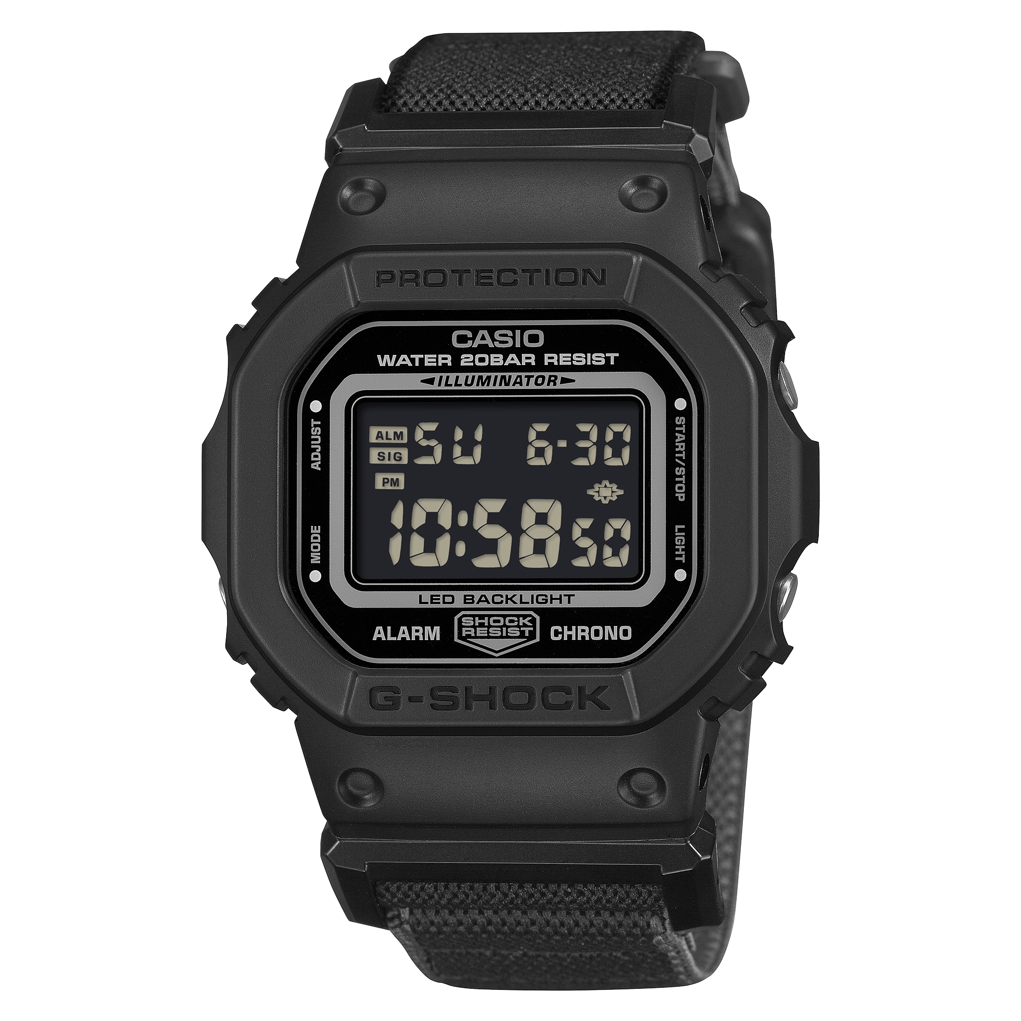 G-Shock DW5600 Cloth Band Digital Black | Watches.com G-Shock DW5600 Cloth Band Digital Black | Watches.com