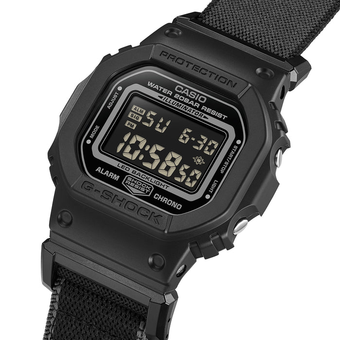 G-Shock DW5600 Cloth Band Digital Black angled shot picture