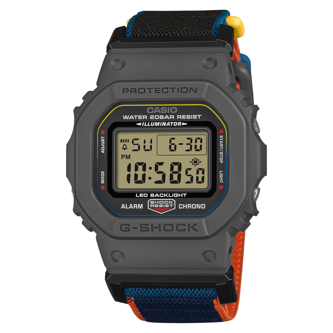 G-Shock DW5600 Cloth Band Digital Blue Orange | Watches.com