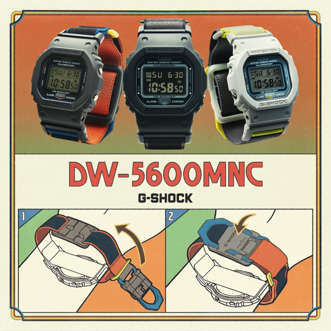 61.おんぷ 白＊さやたぐ G-Shock DW5600 Cloth Band Digital Gray | Watches.com