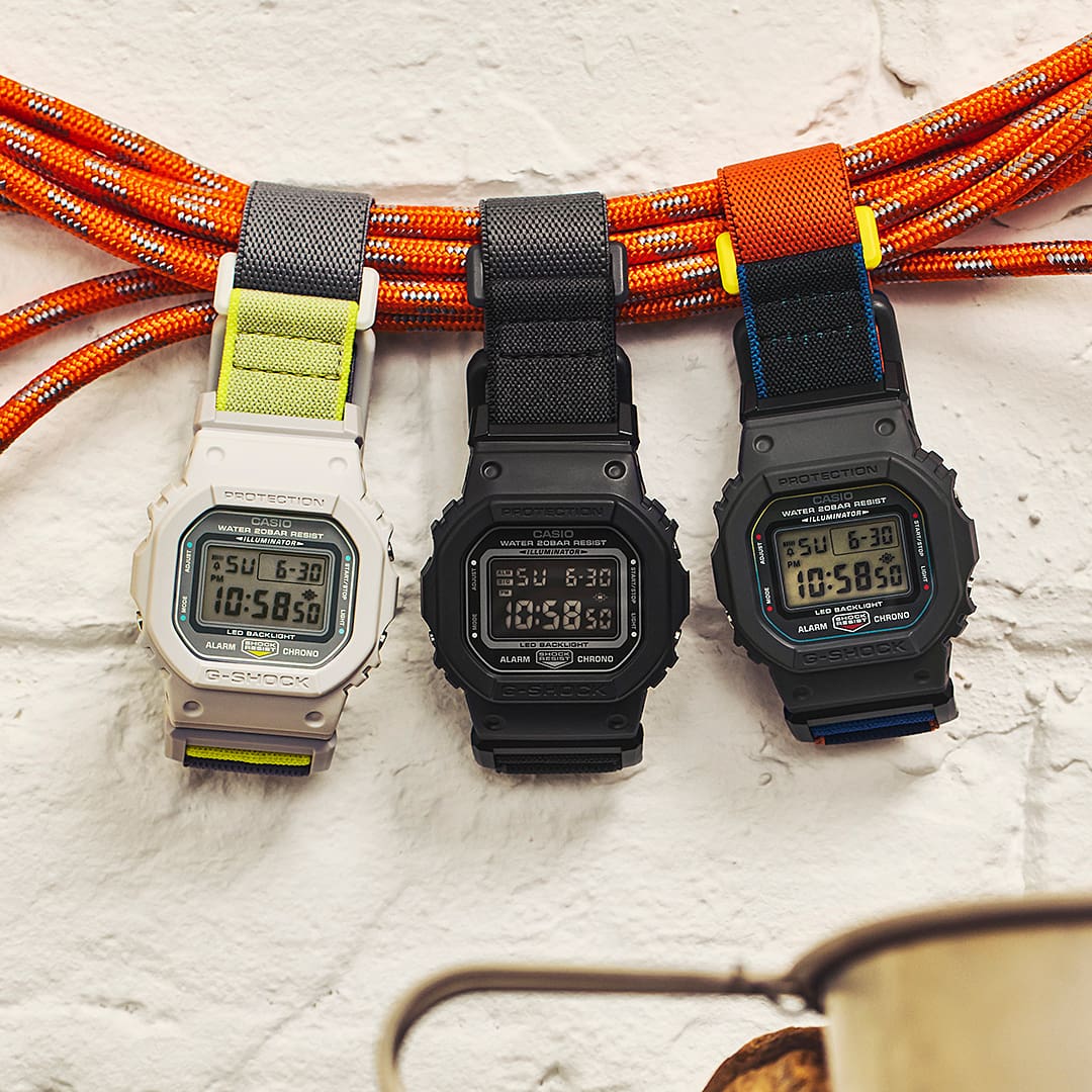 G-Shock DW5600 Cloth Band Digital Blue Orange | Watches.com