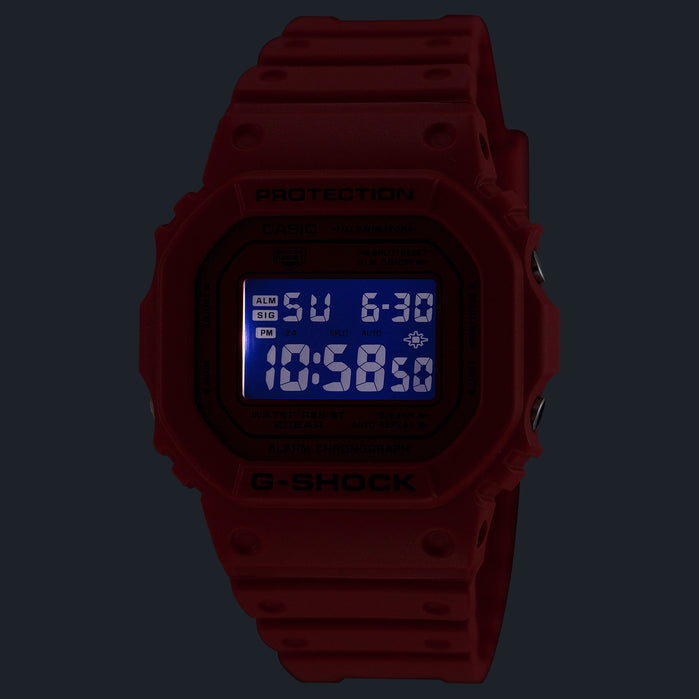 G-Shock DW5600 Digital Iconic Red angled shot picture