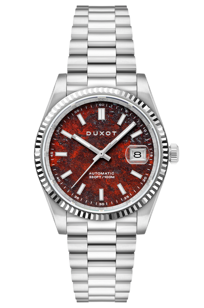 Duxot Marcel Automatic Lapidary Limited Edition Red Granite angled shot picture