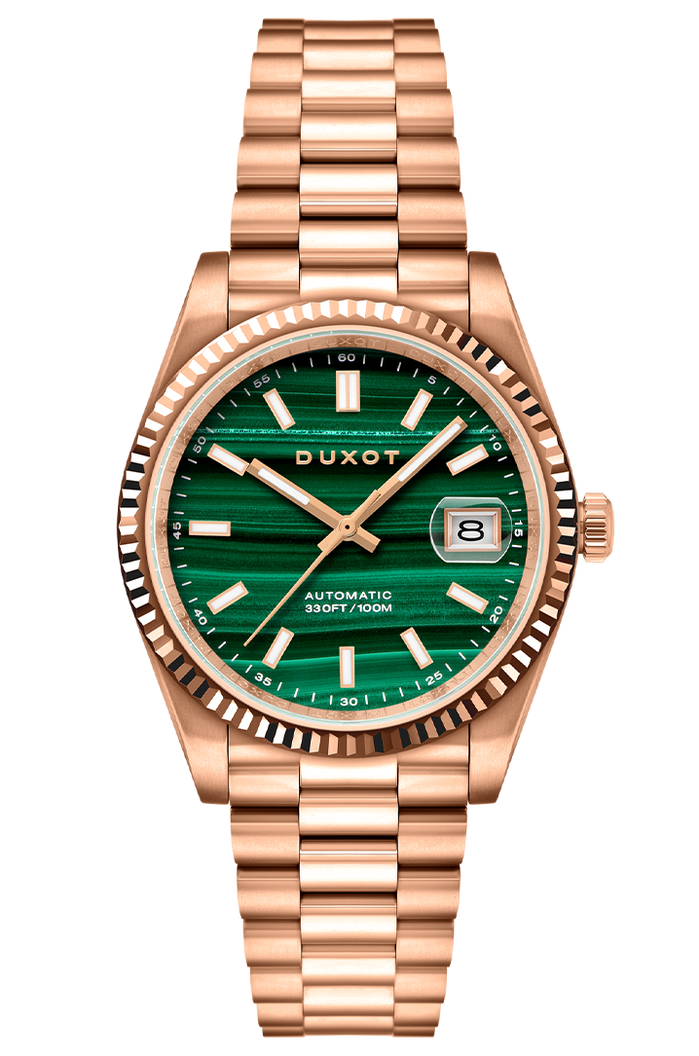 Duxot Marcel Automatic Lapidary Limited Edition Green Malachite angled shot picture