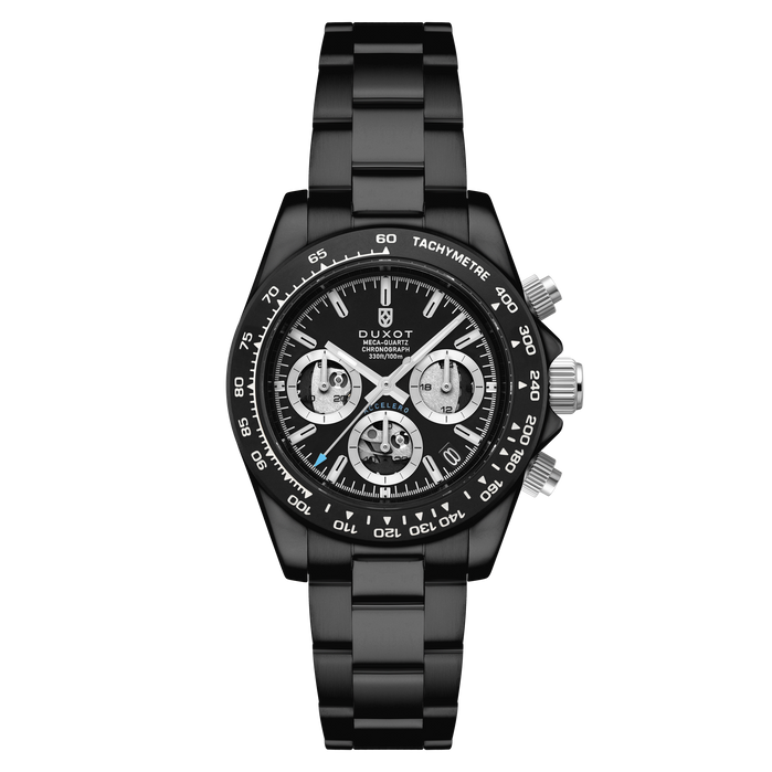 Duxot Accelero Chronograph Compax Skeleton Edition Dark Infinity angled shot picture