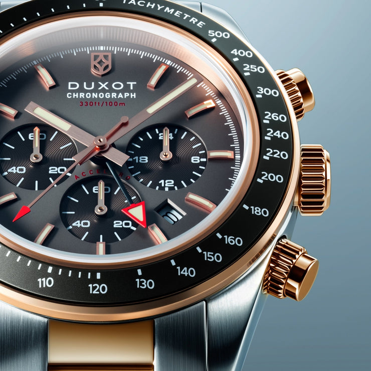 Duxot Vitesse Dual Time Chronograph Rust Brown