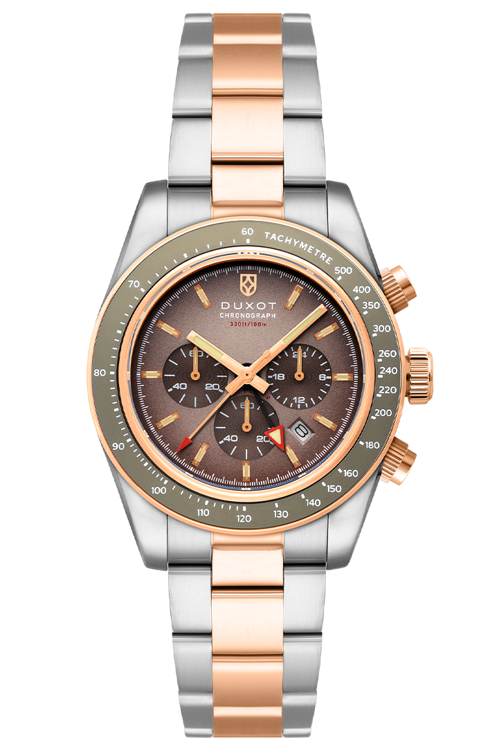 Duxot Vitesse Dual Time Chronograph Rust Brown