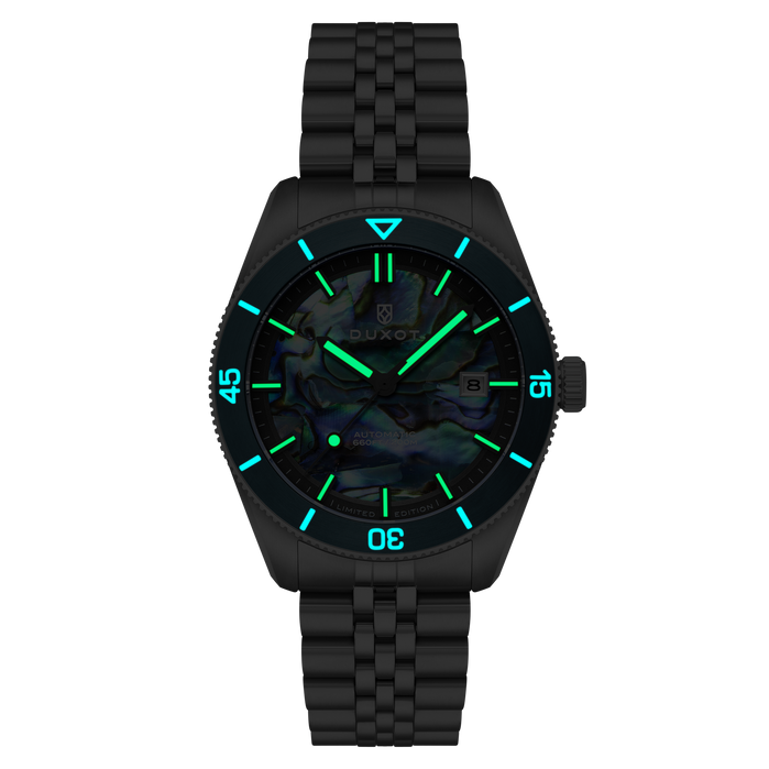 Duxot Pacifico Automatic Lapidary Abalone Limited Edition angled shot picture