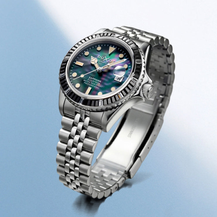 Duxot Atlantica 40 Rainbow Automatic Silver Black Mother of Pearl