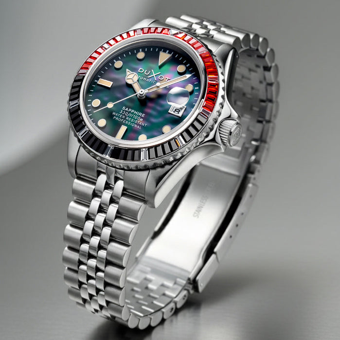 Duxot Atlantica 40 Rainbow Automatic Black Mother of Pearl angled shot picture