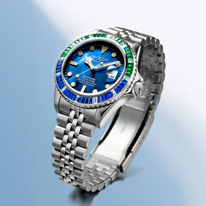 Duxot Atlantica 40 Rainbow Automatic Blue Mother of Pearl angled shot picture