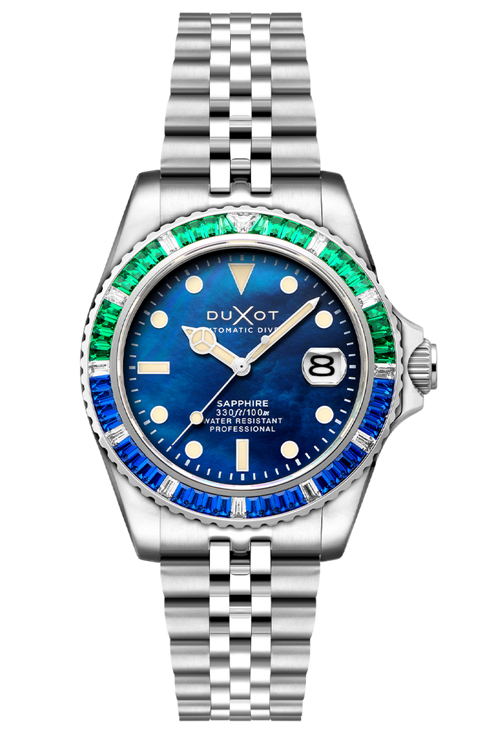 Duxot Atlantica 40 Rainbow Automatic Blue Mother of Pearl angled shot picture