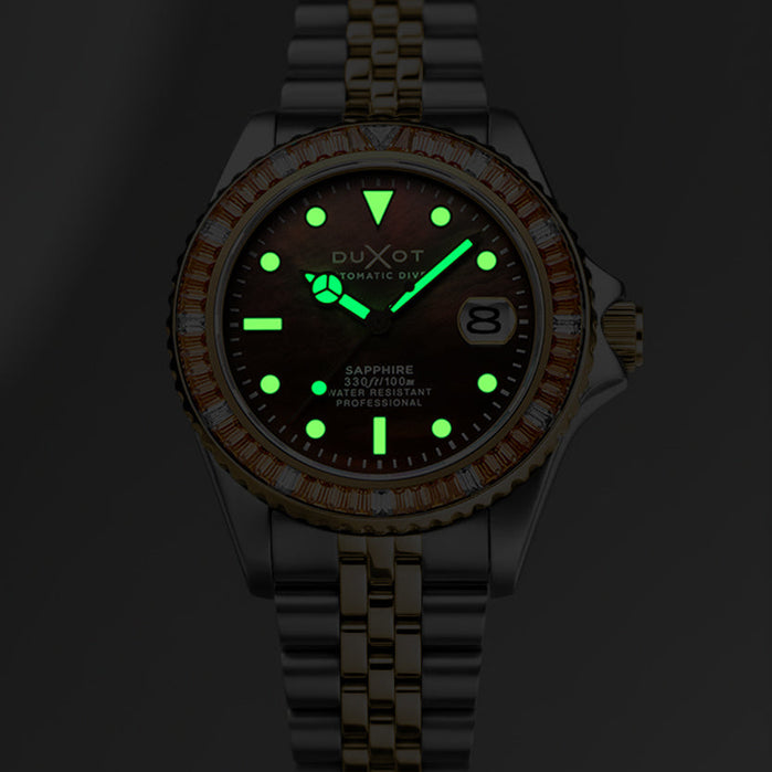 Duxot Atlantica 40 Rainbow Automatic Brown Mother of Pearl angled shot picture