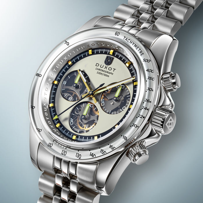 Duxot Accelero Automatic Chronograph Luminara Limited Edition Lunar Glow angled shot picture