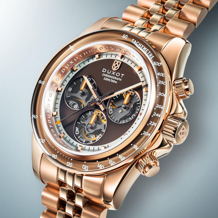 Duxot Accelero Automatic Chronograph Luminara Limited Edition Bourbon Charm angled shot picture