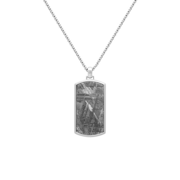 Duxot Vezeto Dog Tag Hazy Silver Meteorite angled shot picture