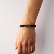 Duxot Vezeto Leather Bracelet Black Meteorite
