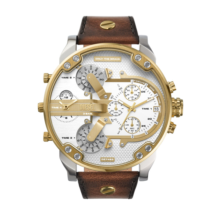 Diesel Mr. Daddy 2.0 Chrono Silver Brown Gold