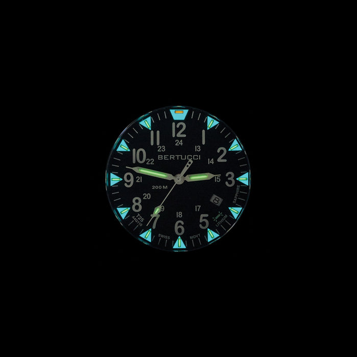 Bertucci #13484 A-4T Super Yankee Illuminated Black NASA Orange Nylon Band angled shot picture