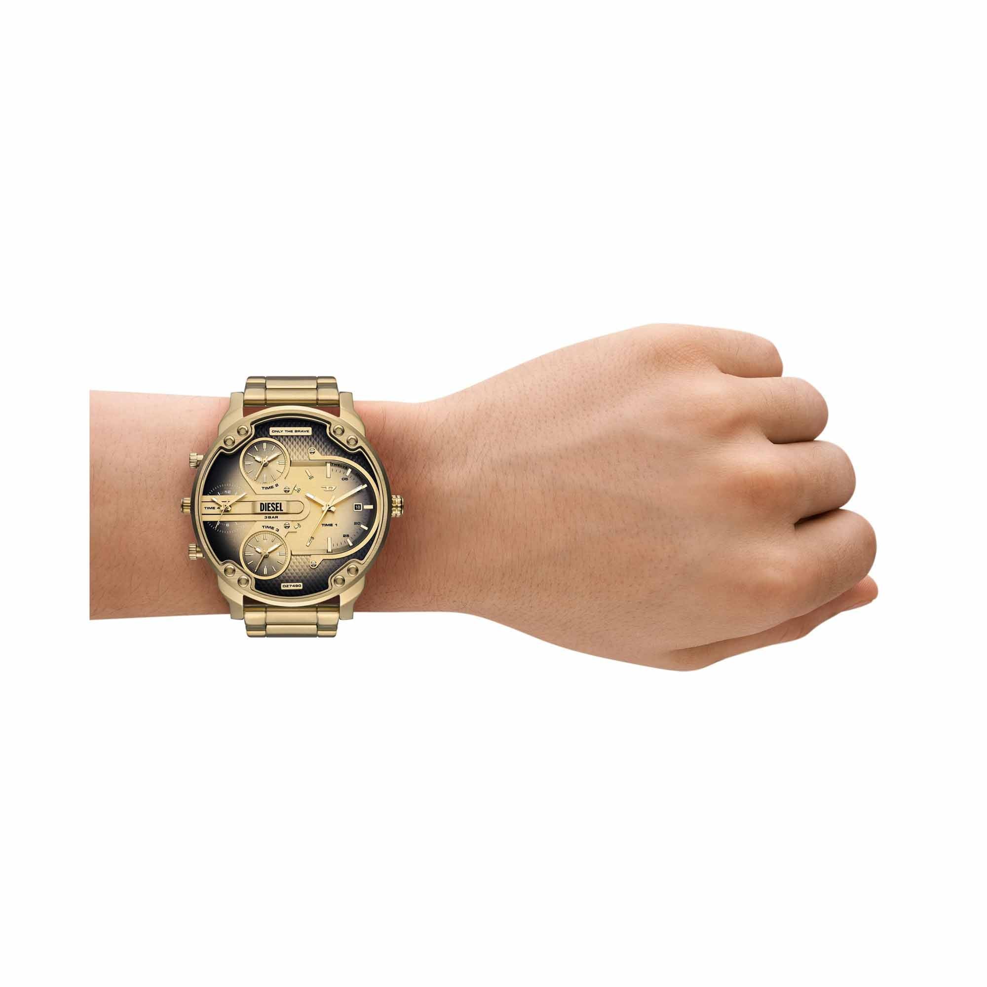 Big Sale,NWT DIESEL GOLD WATCH Diesel Gold-Tone Mega Chief Chronograph Stainless Steel  main image 2