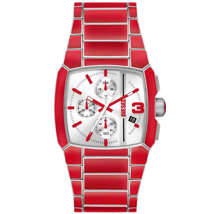 Diesel Cliffhanger Chronograph Red Silver SS