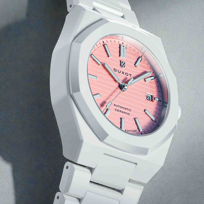 Duxot Pamplona Ceramic Automatic Limited Edition Petal Cream angled shot picture