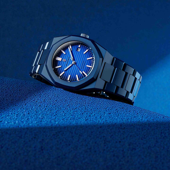 Duxot Pamplona Ceramic Automatic Limited Edition Fume Blue angled shot picture