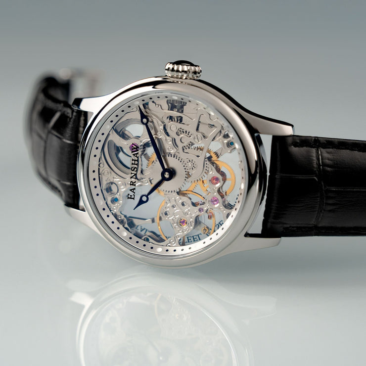 Thomas Earnshaw Bauer Mechanical Skeleton Silvered Steel