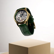 Thomas Earnshaw Bauer Mechanical Skeleton Gold Green