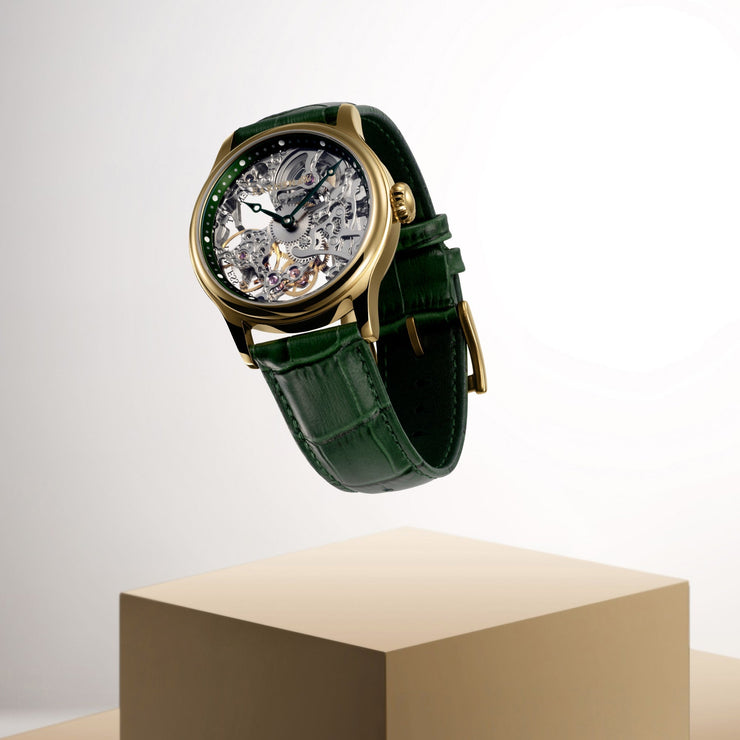 Thomas Earnshaw Bauer Mechanical Skeleton Gold Green