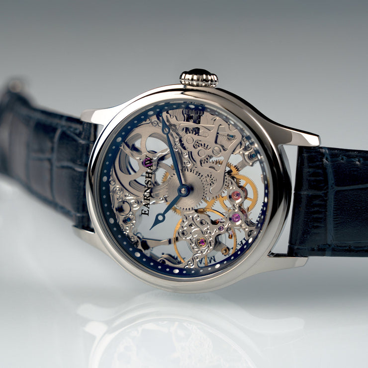 Thomas Earnshaw Bauer Mechanical Skeleton Clear Blue