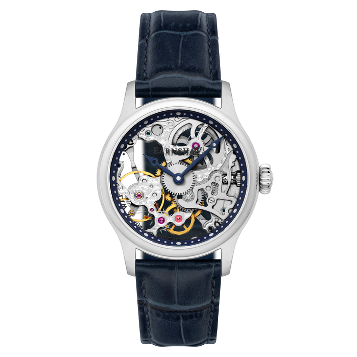 Thomas Earnshaw Bauer Mechanical Skeleton Clear Blue angled shot picture