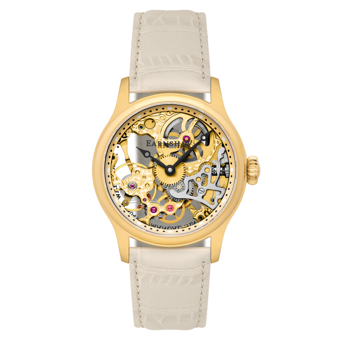 Thomas Earnshaw Bauer Mechanical Skeleton Sandy Gold angled shot picture