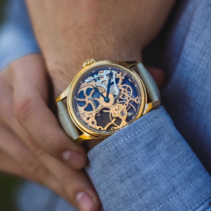 Thomas Earnshaw Bauer Mechanical Skeleton Sandy Gold