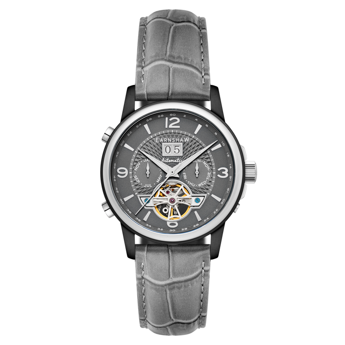 Thomas Earnshaw City Of London Marylebone Grand Date Calendar Open Heart Automatic Grey angled shot picture