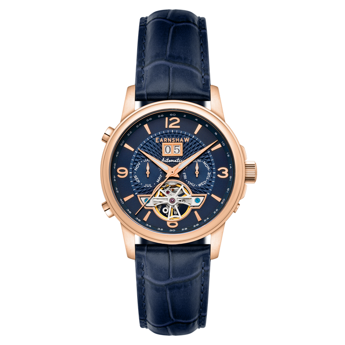 Thomas Earnshaw City Of London Marylebone Grand Date Calendar Open Heart Automatic Midnight angled shot picture