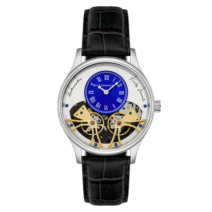 Thomas Earnshaw Scientists Faraday Double Barrel Automatic Steely Blue angled shot picture