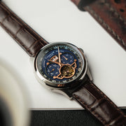 Thomas Earnshaw Baron Grand Date Calendar Open Heart Automatic Crisply Blue