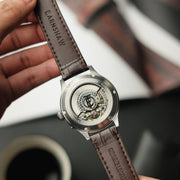 Thomas Earnshaw Baron Grand Date Calendar Open Heart Automatic Crisply Blue