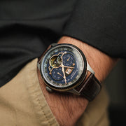 Thomas Earnshaw Baron Grand Date Calendar Open Heart Automatic Crisply Blue