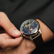 Thomas Earnshaw Baron Grand Date Calendar Open Heart Automatic Crisply Blue