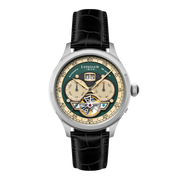 Thomas Earnshaw Baron Grand Date Calendar Open Heart Automatic Forestry Green
